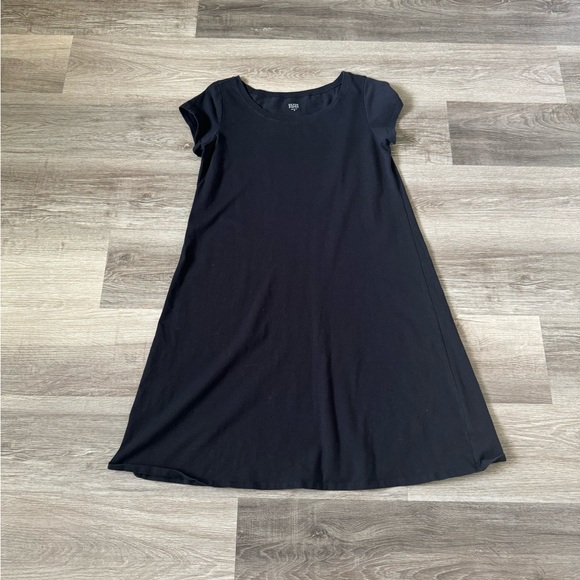Eileen Fisher organic cotton jersey shirt dress black medium M - Picture 4 of 8